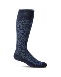 Women's Sockwell Damask Moderate Graduated Compression Sock Navy
