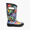 Kids' Bogs Rainboot Overlap Flowers Black Multi