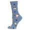 Women's MeMoi Pugs Crew Socks Denim Heather
