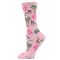 Women's MeMoi Tropical Spaniel Crew Socks Pink