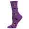 Women's MeMoi Witchy Owl Festive Crew Socks Imperial Purple