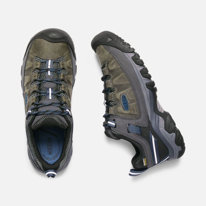 KEEN Men\'s Targhee 3 Low Height Waterproof Steel Grey Captains Blue Keen Targhee Iii Waterproof Hiking Mens Grey Sneakers  main image 3