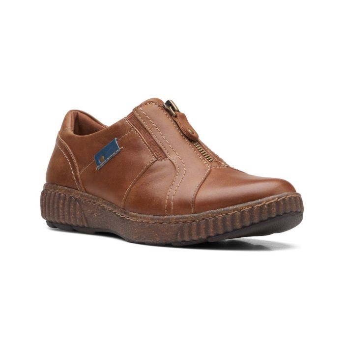 Buy Women's Clarks Magnolia Zip Dark Tan Leather