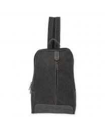 CargoIt Stonewashed Canvas Convertible Sling Backpack Black