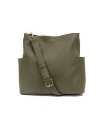 Joy Susan Kayleigh Side-Pocked Bucket Bag Olive