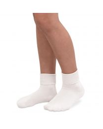 Kids' Jefferies Smooth Toe Turn Cuff Organic Cotton Socks White