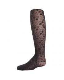 Kids' MeMoi Sweet Blossoms Sheer Floral Lace Tights Black
