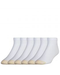 Men's Gold Toe Cotton Quarter Extended 6-Pack White