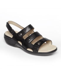 Women's Aravon Power Comfort 3 Strap Sandal Black Leather