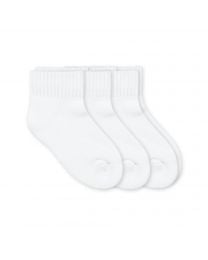 Women's / Youth's Jefferies Smooth Toe Sport Quarter Socks 3 Pair Pack White