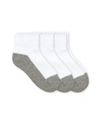 Women's / Youth's Jefferies Smooth Toe Sport Quarter Socks 3 Pair Pack White / Grey