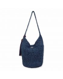 Sun 'N' Sand Natural Straw Knotted Crossbody Blue