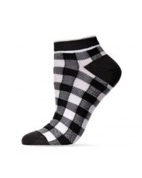 Women's MeMoi Checkerboard Soft-Fit Low Cut Socks Black