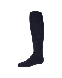 Women's MeMoi Chunky Cable Knit Cotton Blend Knee High Sock Navy