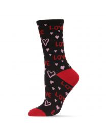 Women's MeMoi Love Crew Socks Black