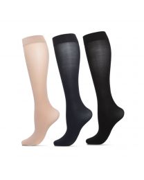 Women's MeMoi Solid Microfiber Trouser Socks 3 Pack Khaki / Black / Navy